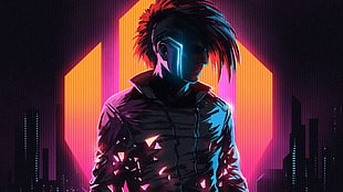 silhouette of man with neon colors