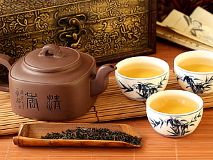 brown ceramic teapot