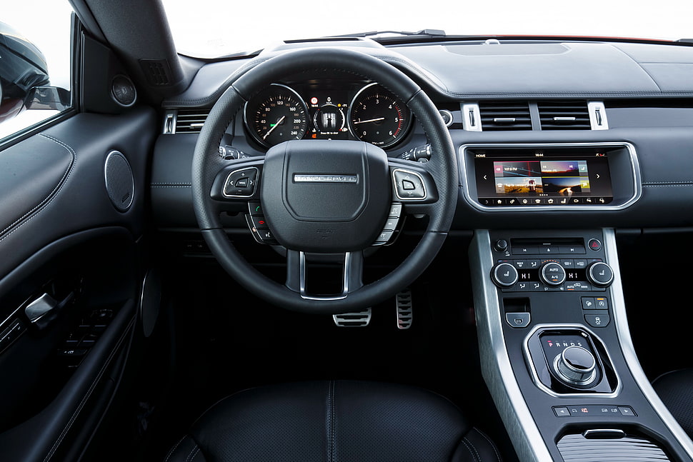 black vehicle steering wheel HD wallpaper