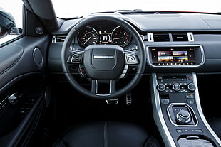 black vehicle steering wheel HD wallpaper