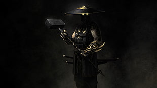 warrior holding hammer character wallpaper, E.Y.E: Divine Cybermancy, cyberpunk