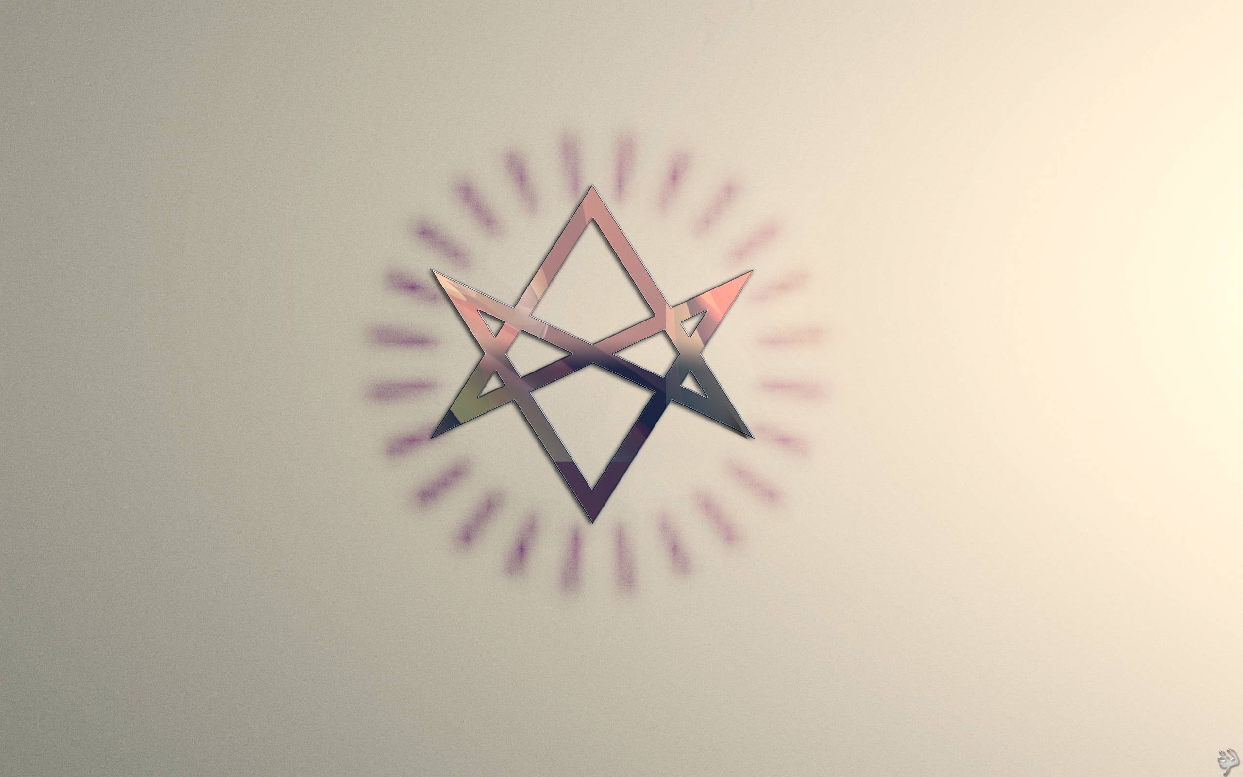 purple 6-pointed star sticker, Unicursal Hexagram, circle, minimalism, white