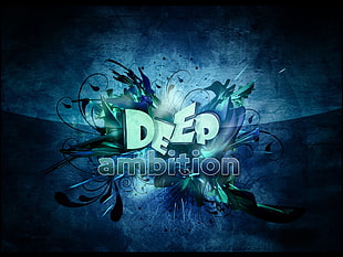 Deep Ambition 3D typography wallpaper, ambition, black, blue