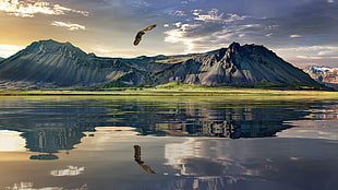 landscape photography of mountain near lake