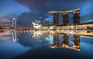 landscape landmark, cityscape, Singapore, Marina Bay, reflection HD wallpaper