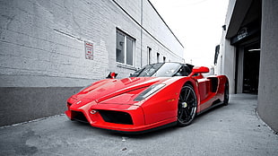 red and black coupe car, Ferrari, car