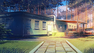 green wooden house, ArseniXC, Everlasting Summer, anime