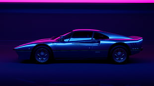 black coupe, car, vaporwave HD wallpaper