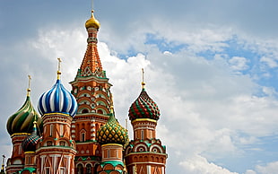 St. Basil's Cathedral, Russia, Russia, Moscow, Europe, clouds HD wallpaper