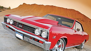 red and white convertible coupe, car, Chevrolet Chevelle HD wallpaper