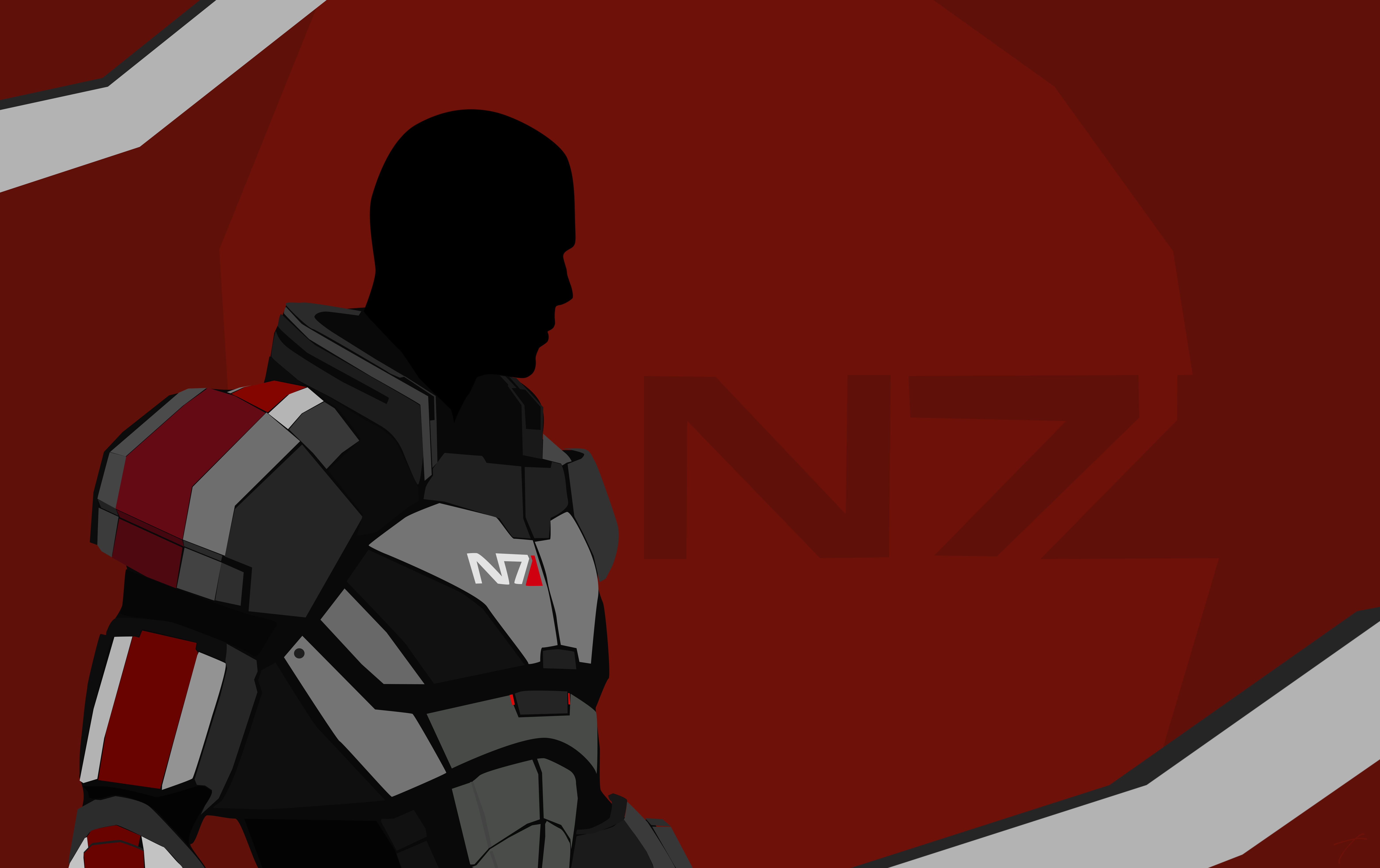 N7 illustration, Mass Effect, video games, N7