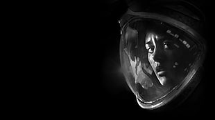 Astronaut helmet, Alien: Isolation, monochrome, video games