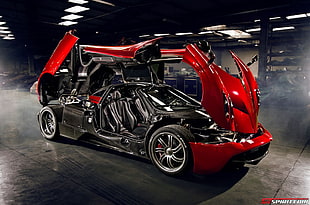 red and gray Pagani Huayra, car, Pagani, Pagani Huayra, mid-engine