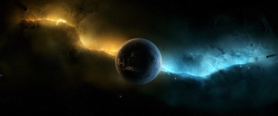 fullmoon digital wallpaper, planet, space HD wallpaper