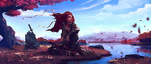 red hair girl character illustration