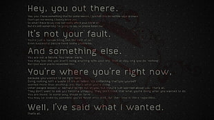 hey, you out there. text, quote HD wallpaper