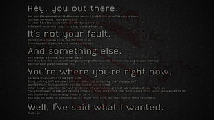 hey, you out there. text, quote