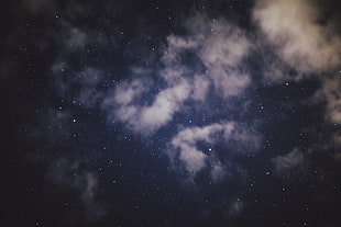 white clouds, stars, sky, clouds HD wallpaper