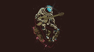astronaut playing guitar HD wallpaper