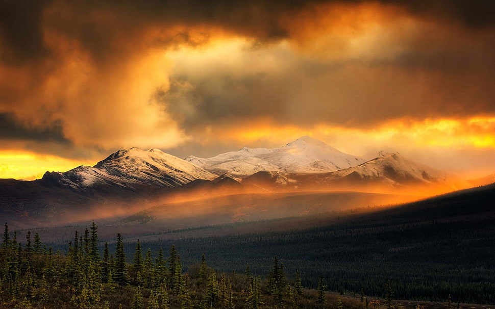 white snow mountain under sky HD wallpaper