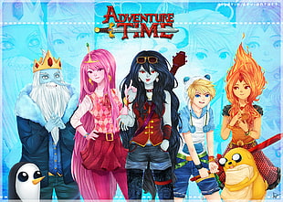 Adventure Time poster, Adventure Time, Marceline the vampire queen, Jake the Dog, Finn the Human