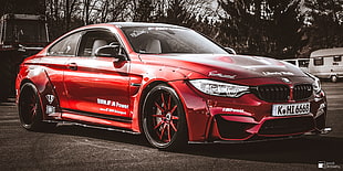 red coupe car, BMW M4 Coupe, LB Works, LibertyWalk, car