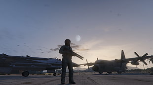 soldier holding rifle, Grand Theft Auto V, Grand Theft Auto V Online, screen shot, PC gaming HD wallpaper