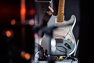 blue stratocaster electric guitar HD wallpaper