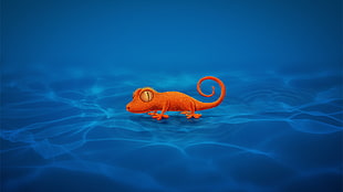 orange gecko illustration, animals, Vladstudio, gecko, digital art