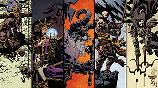 five assorted cartoon character digital wallpaper, Diablo III