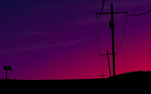 silhouette of power lines during sun set