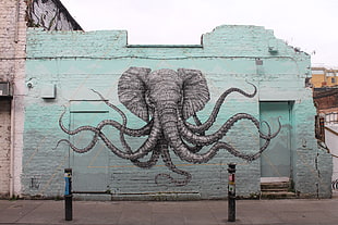 elephant mural, animals, artwork, wall, elephant HD wallpaper