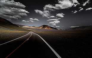 gray roadway, dark, road, sky, landscape