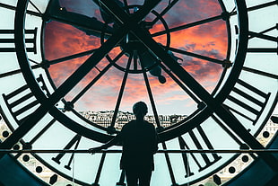 silhouette photo of tower clock