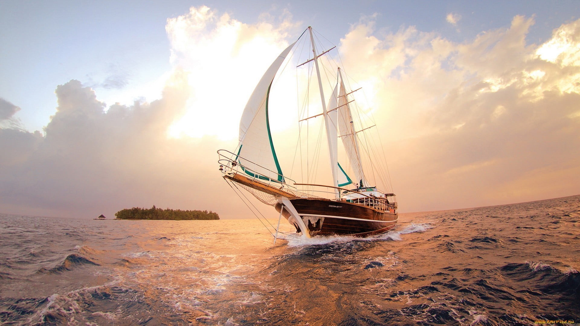 brown wooden ship, boat, vehicle, sea