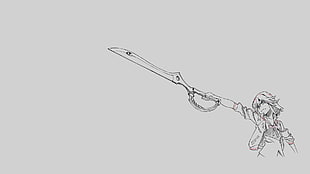 sketched drawing of anime character holding sword HD wallpaper