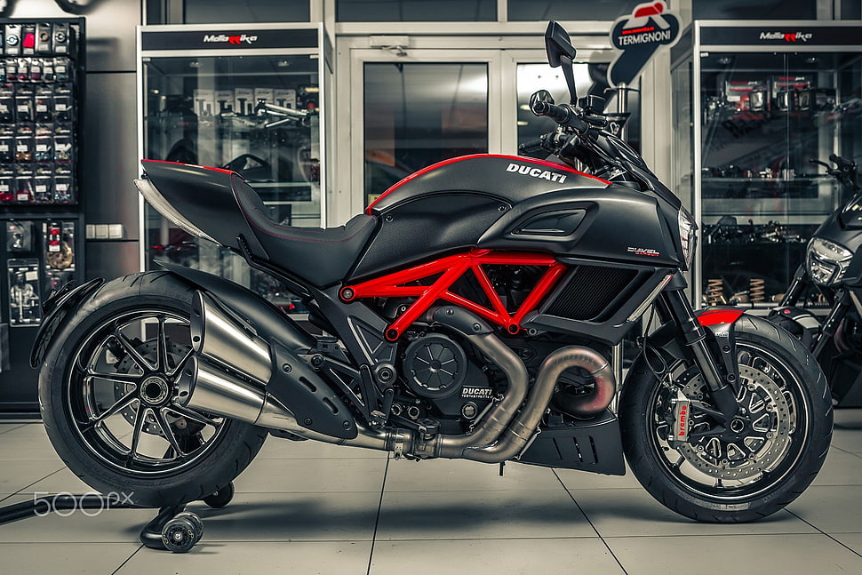 black and red Ducati X Diavel power cruiser motorcycle, motorcycle, Ducati Diavel HD wallpaper