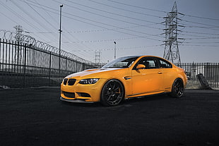 yellow BMW M3 E92 coupe HD wallpaper