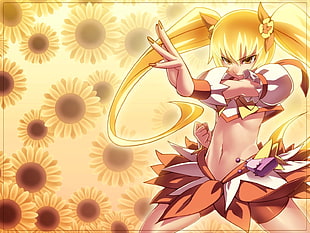 woman anime character in yellow hair HD wallpaper