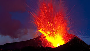 orange lava, nature, volcano