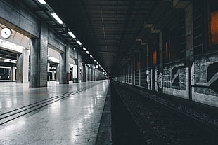 gray train station, subway, railway, photography, cityscape