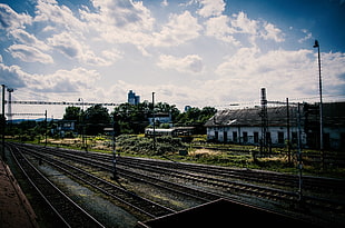 gray train rail, train, train station, old, rail yard