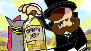 Horse Pop wine bottle illustration =, cartoon, humor