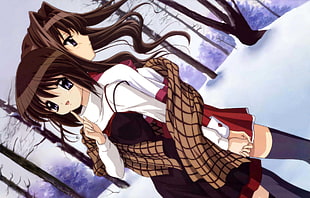 two female anime characters HD wallpaper