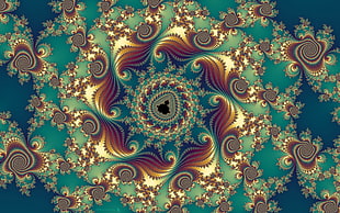 green and beige floral optical illusion
