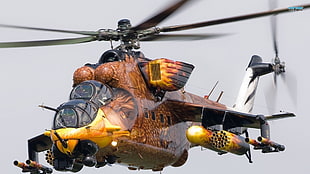 brown and black helicopter illustration, Mil Mi-24, Mi- 24, Hungarian Air Force, mi 24 hind