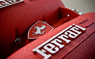 red and silver Ferrari emblem, Ferrari, motors, car, engines