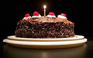 photo of chocolate cake with cherry
