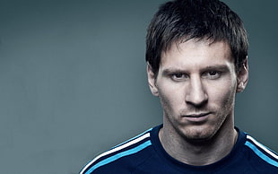 men's blue crew-neck top, Lionel Messi, FC Barcelona