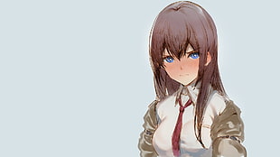 brown-haired anime character illustration, anime, manga, anime girls, Makise Kurisu